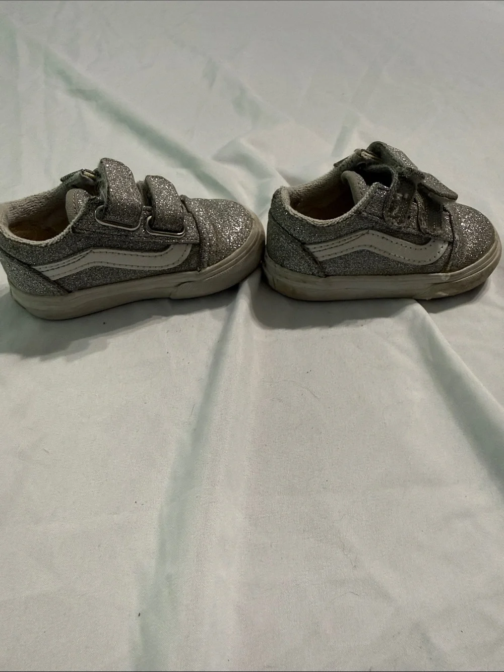 Kids Glitter Velcro Sneakers - Silver