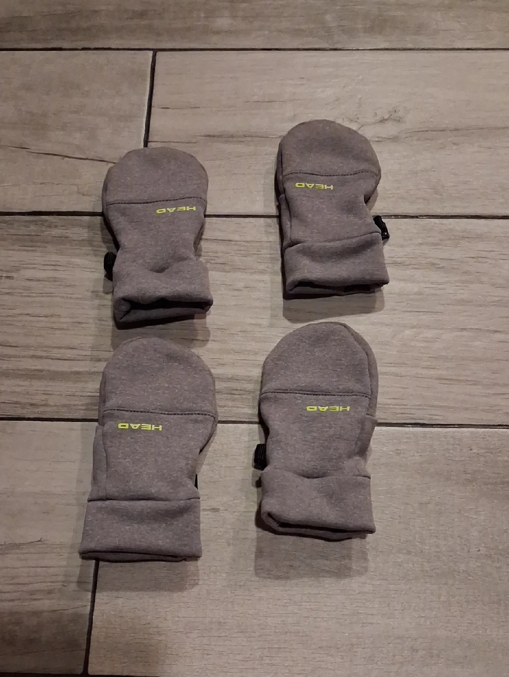 🍦Head Grey Toddler Kids Mittens with Lime Logo