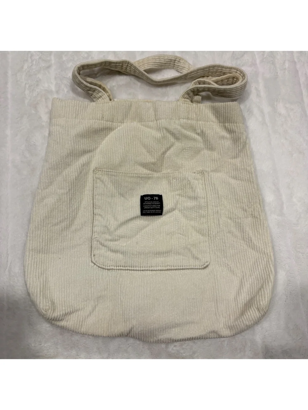 Urban Outfitters UO-76 Corduroy Tote Bag Women Cream Cotton Polyester Lining
