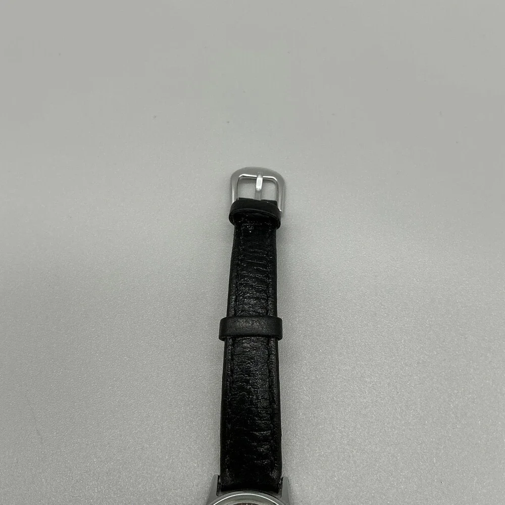 Vintage Timex Womens Watch 24mm Brown Dial Black Leather Strap Manual Wind