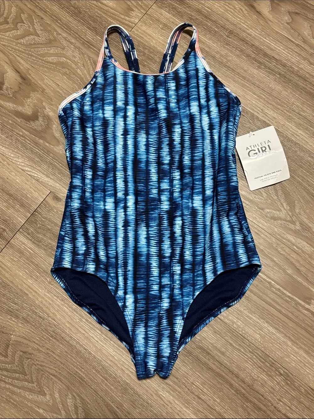 Athleta Girl Blue Patterned Racerback One-Piece Swimsuit