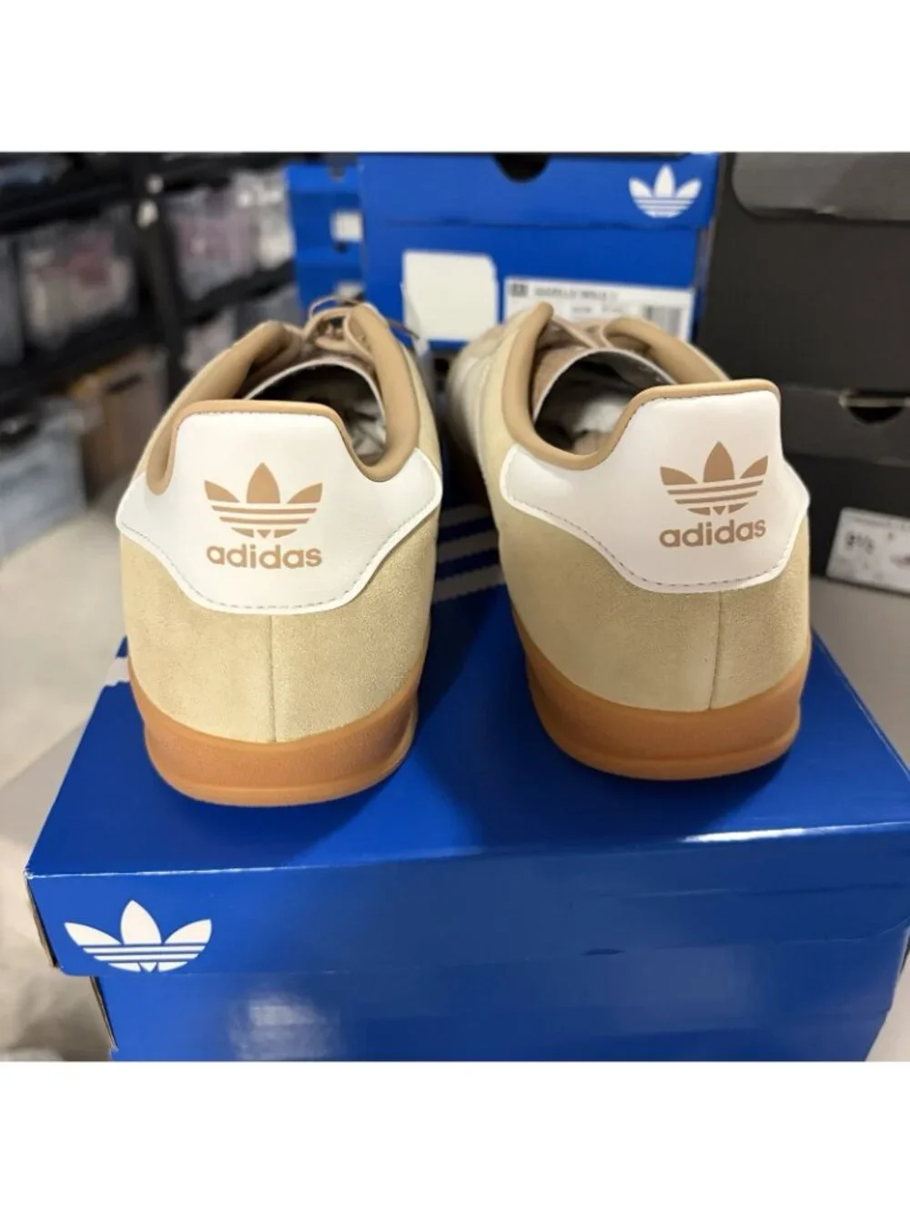 adidas Gazelle Beige and White with Gum Sole