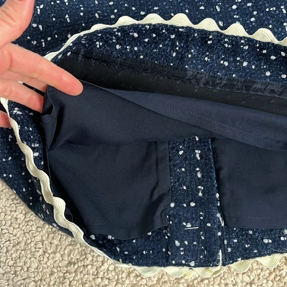 J CREW No. 2 Pencil Skirt in Navy Spotted Tweed NWT Size 4