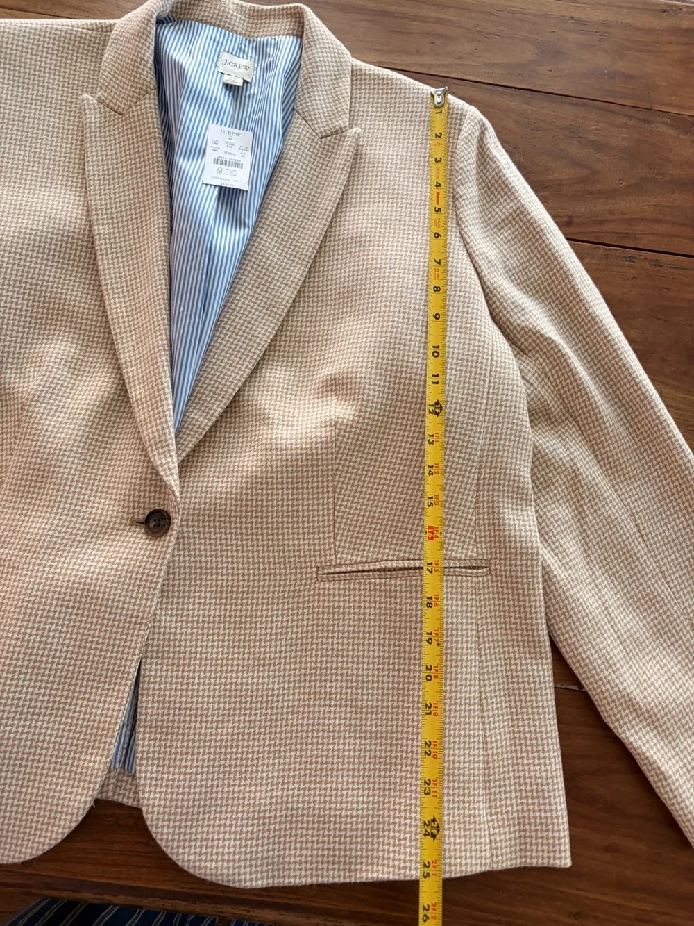 NWT J. Crew Houndstooth Single-Button Blazer Ivory British Khaki Women’s Size 22