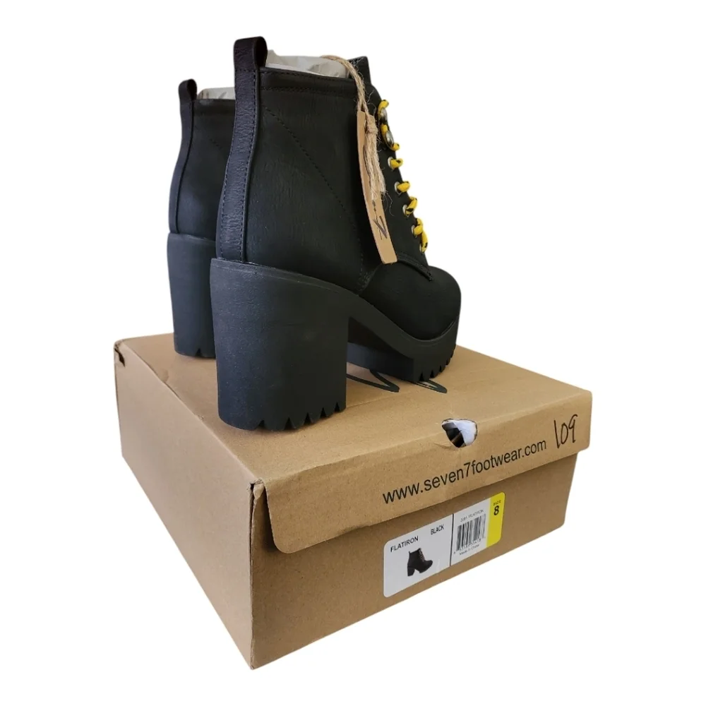 Seven black flatiron platform boot Womens Size 8 New‎