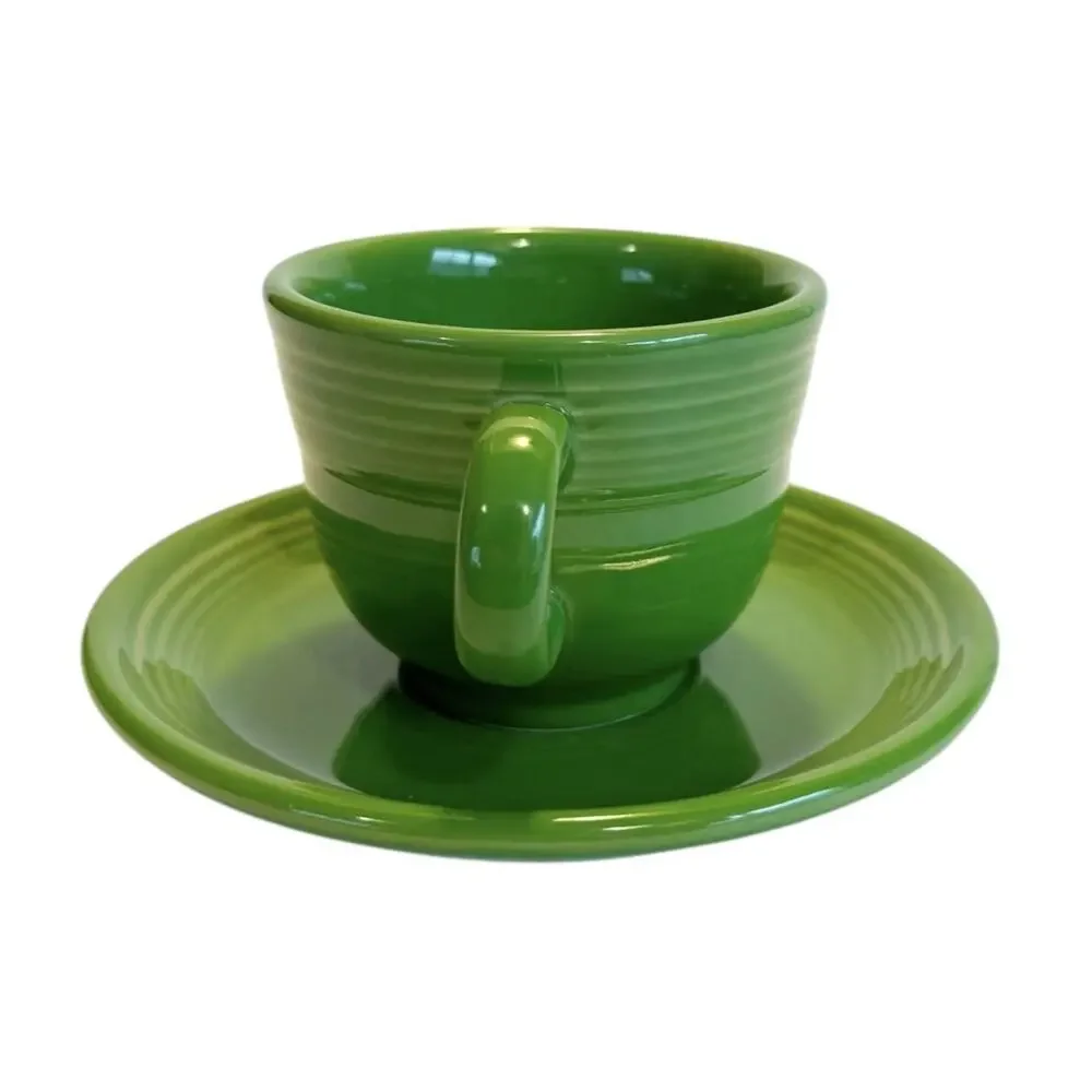 Vtg Fiestaware Fiesta HLC USA Shamrock Green Tea/Coffee Cup & Saucer Set