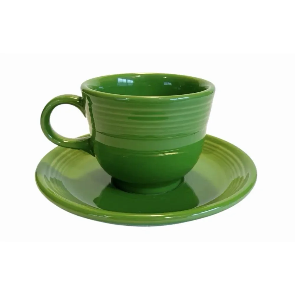 Vtg Fiestaware Fiesta HLC USA Shamrock Green Tea/Coffee Cup & Saucer Set