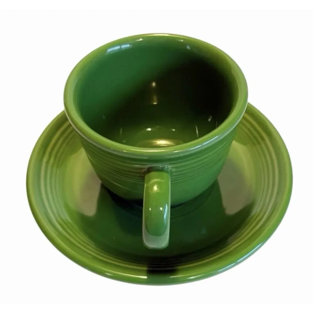 Vtg Fiestaware Fiesta HLC USA Shamrock Green Tea/Coffee Cup & Saucer Set