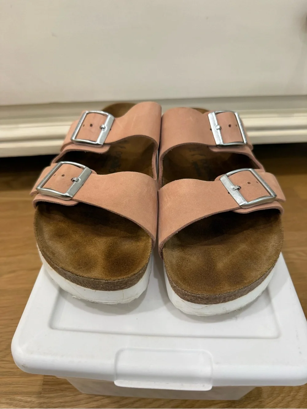 Birkenstocks Papillo light pink platform sandals slides size 41