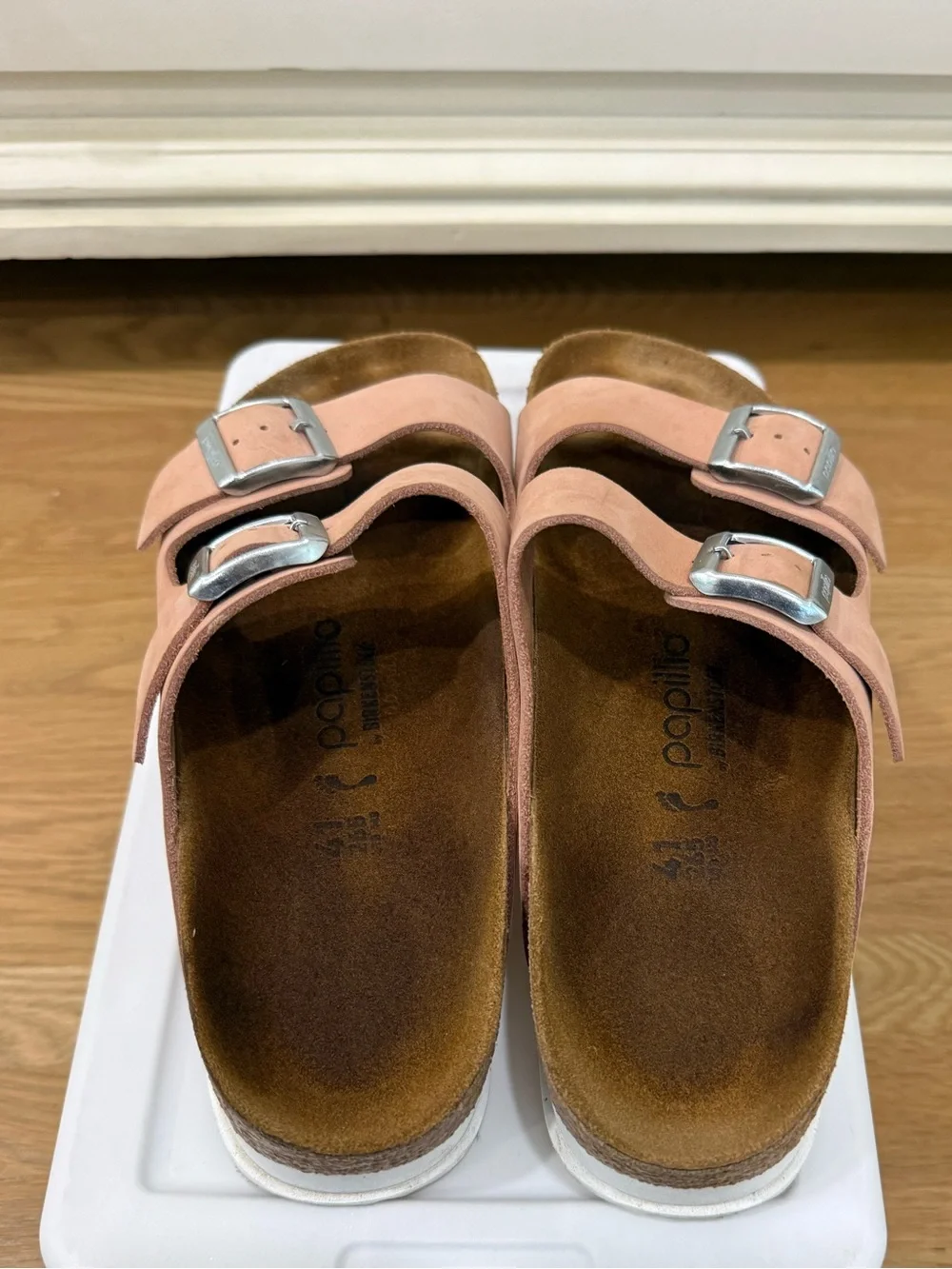 Birkenstocks Papillo light pink platform sandals slides size 41