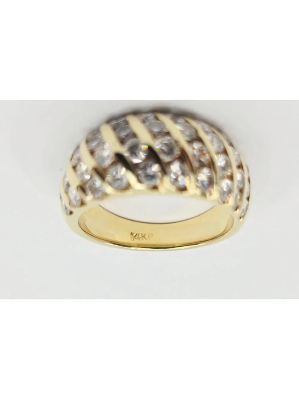 Unique 14K Karat Solid Yellow Gold Designer Round Diamond Cocktail Ring - Size 6