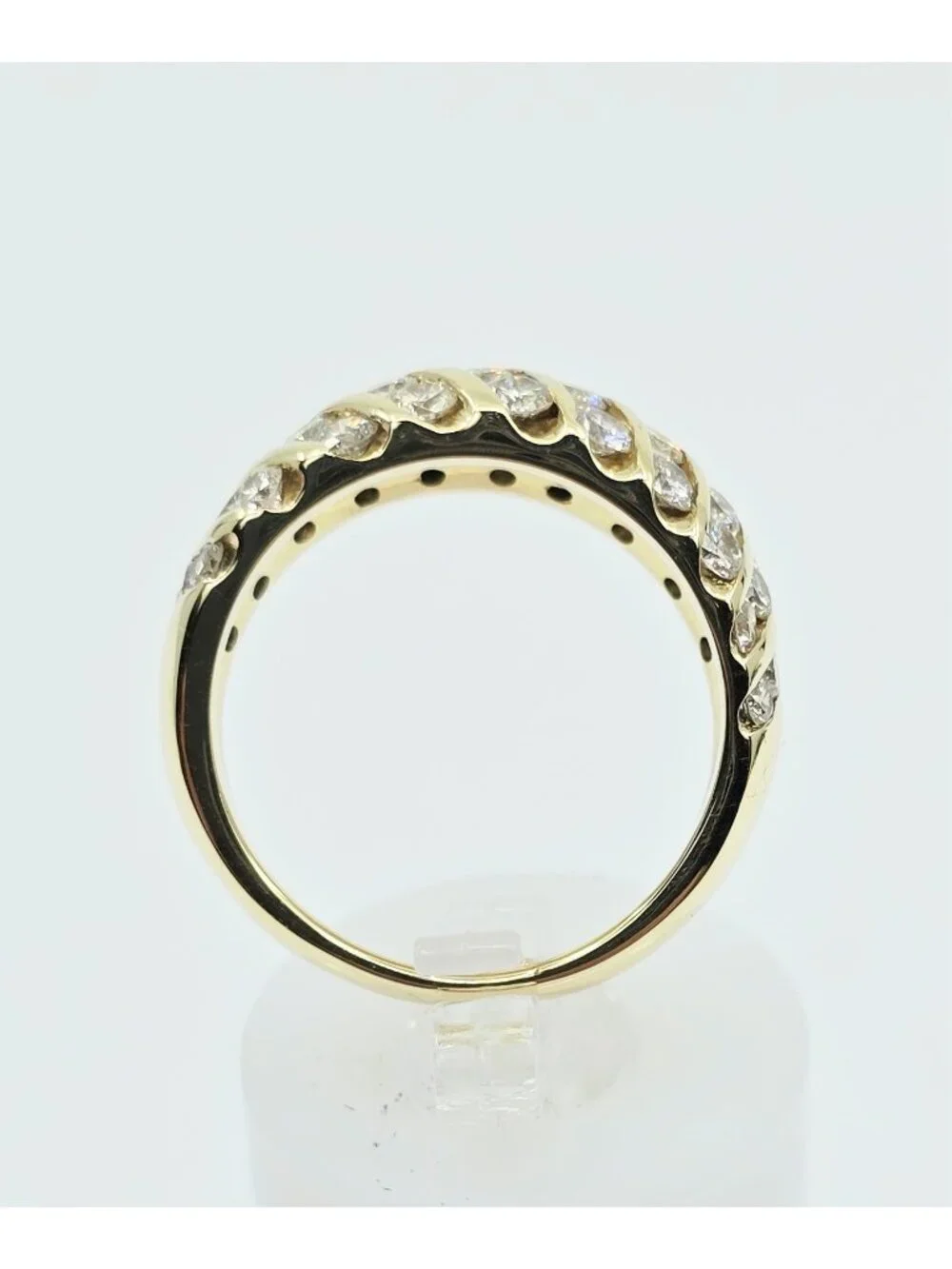 Unique 14K Karat Solid Yellow Gold Designer Round Diamond Cocktail Ring - Size 6