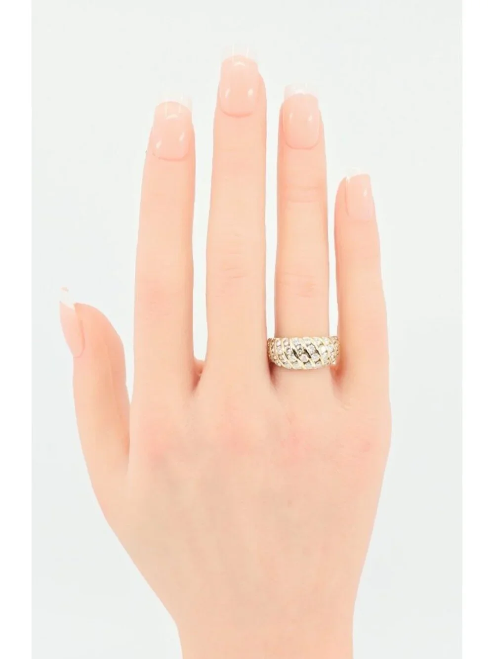 Unique 14K Karat Solid Yellow Gold Designer Round Diamond Cocktail Ring - Size 6