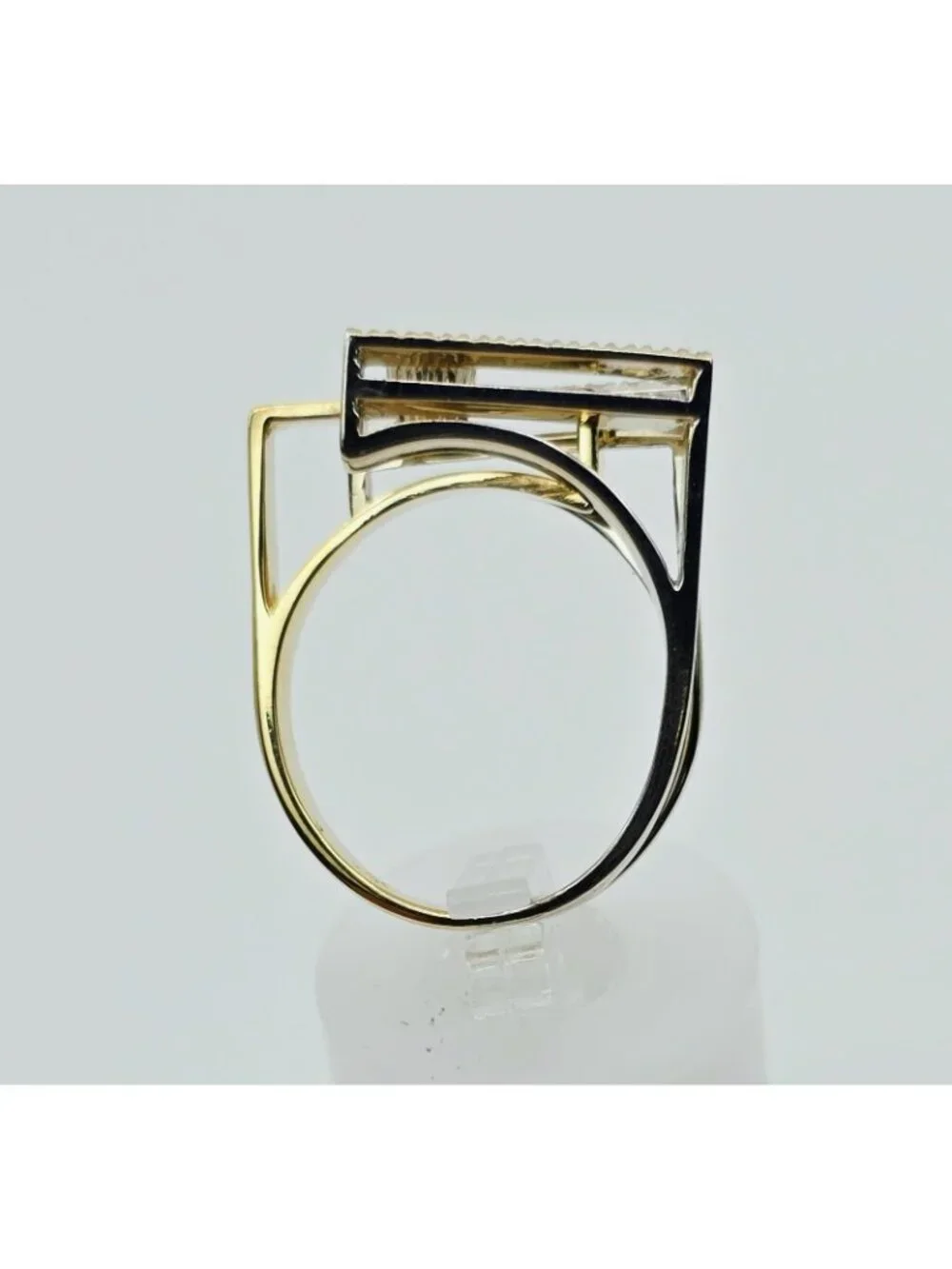 Unique 14K Solid Two Tone Multi Color Gold Ladies Motion Diamond Ring - Size 6.5
