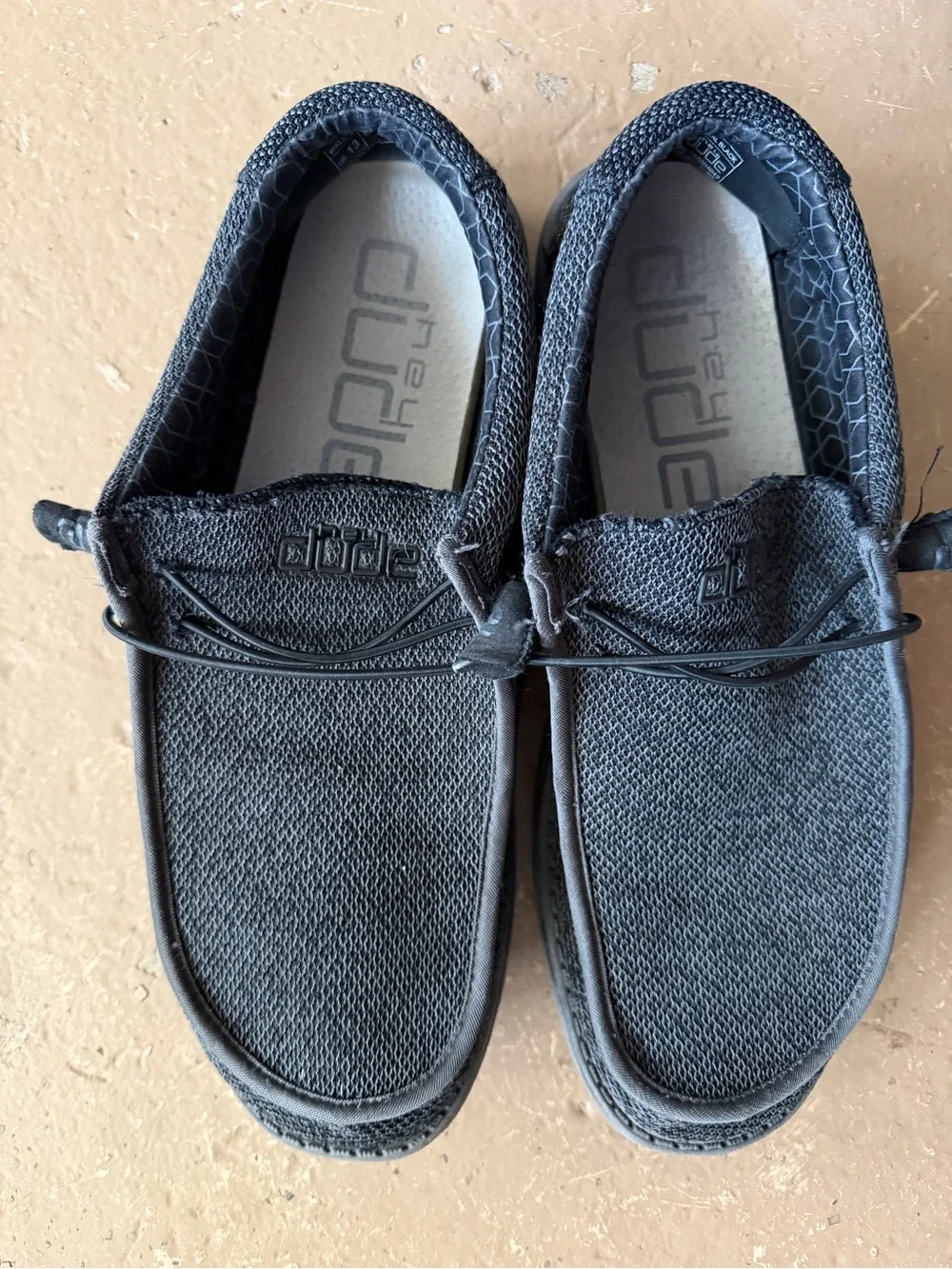 Hey Dude Men's Black Knit Slip-On Loafers
