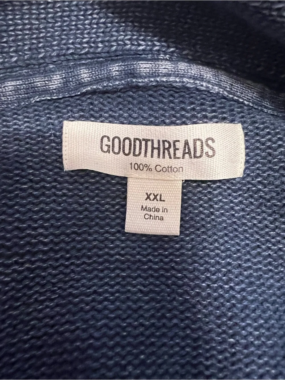 Goodthreads Indigo Blue Shawl Collar 100% Cotton Cardigan size XXL