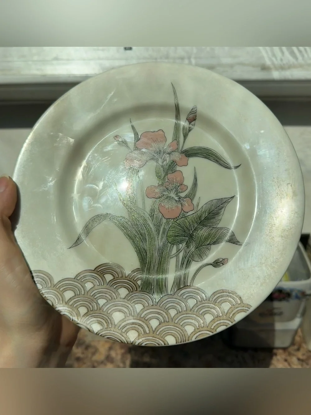 Vintage 1970s Fitz and Floyd Water Iris Porcelain Salad Plates (2)