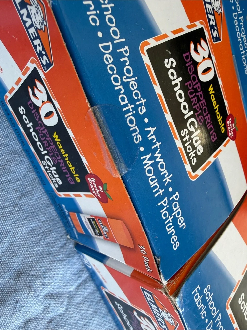4 boxes of Elmer's 30 Pack Disappearing Purple School Glue Sticks - new sealed
