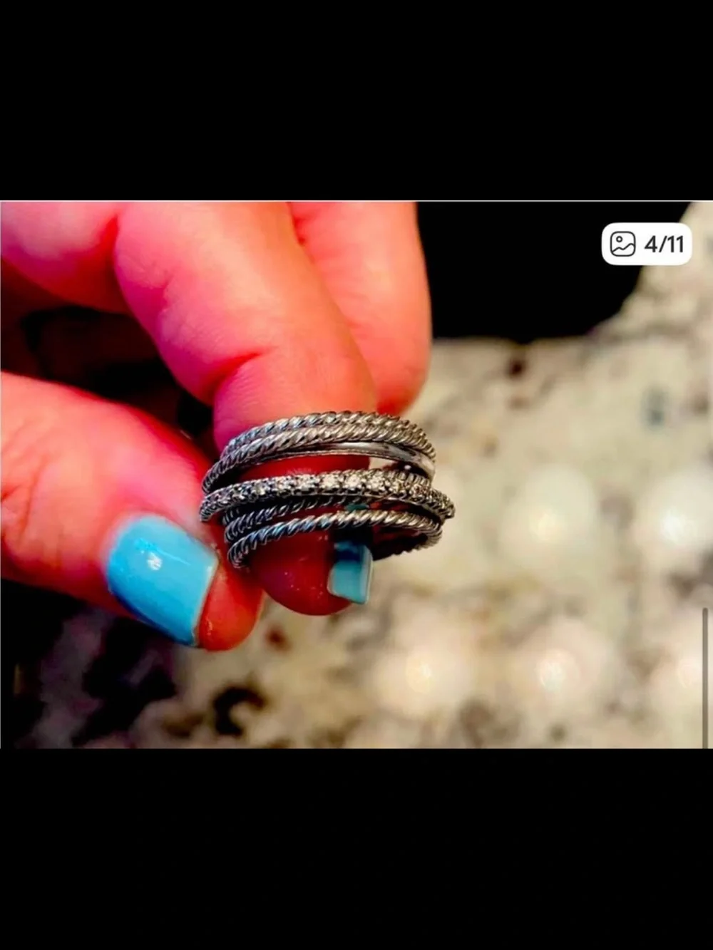 David Yurman Silver and Gold Multi-Row Cable Stackable Ring