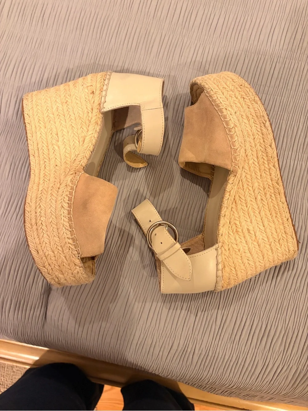 Marc fisher platform Espadrille Wedge Sandals in Beige