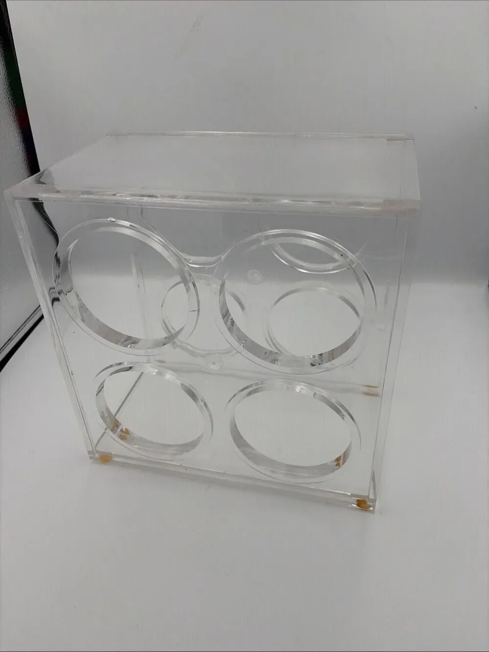 Lucite Clear Acrylic 4 Bottle Wine Rack Holder Mid Century Modern