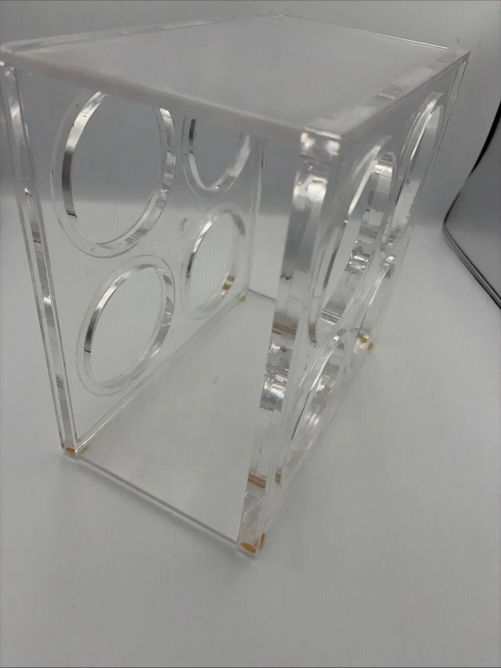 Lucite Clear Acrylic 4 Bottle Wine Rack Holder Mid Century Modern