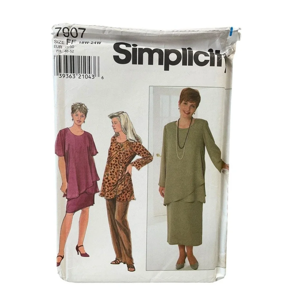 Simplicity‎ 7907 Women's Tunic Skirt Pants Plus Size 18W-24W Sewing Pattern