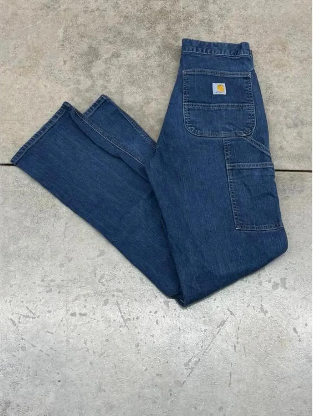 vintage carhartt blue double knee relaxed baggy fit jeans size 30 x 34