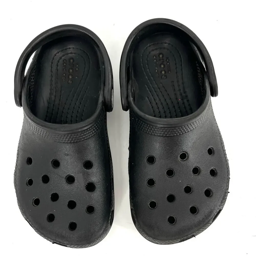 Crocs kids black rubber slip on‎ slingback clogs (9)