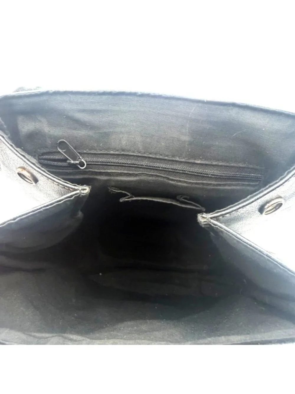 Minicci Black Faux Leather Mini Backpack Purse Silver Buckle Adjustable Straps