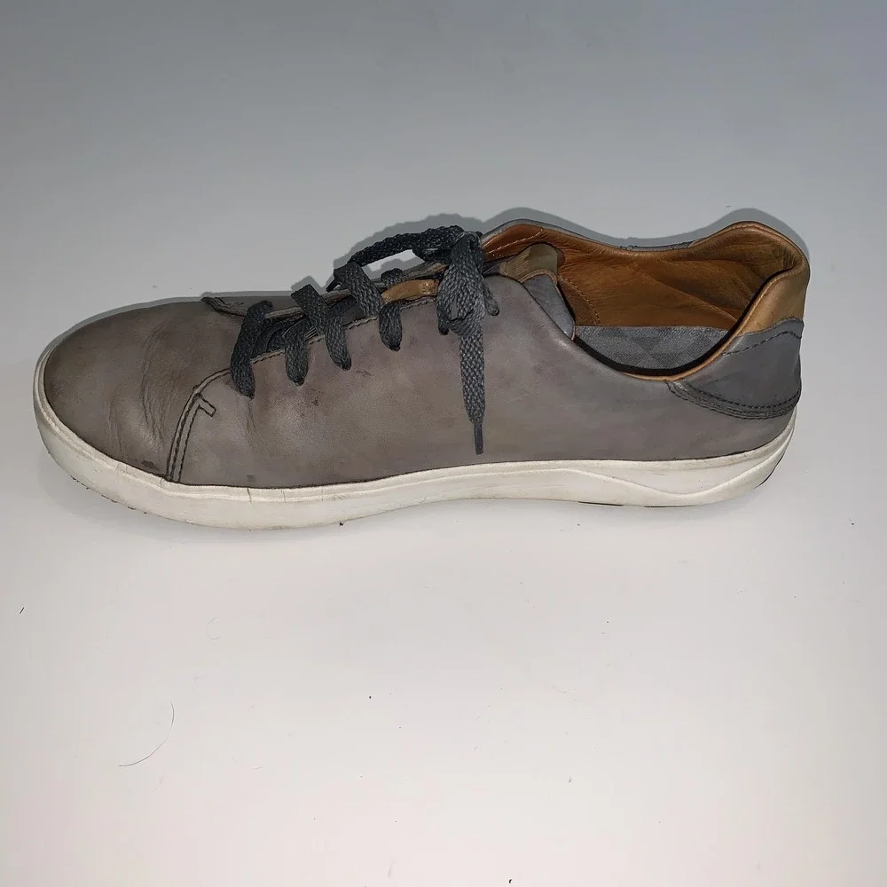 OluKai Lae'ahi Li 'Ili Shoes Mens Size 10.5 Gray Leather Lace Up Casual Sneakers