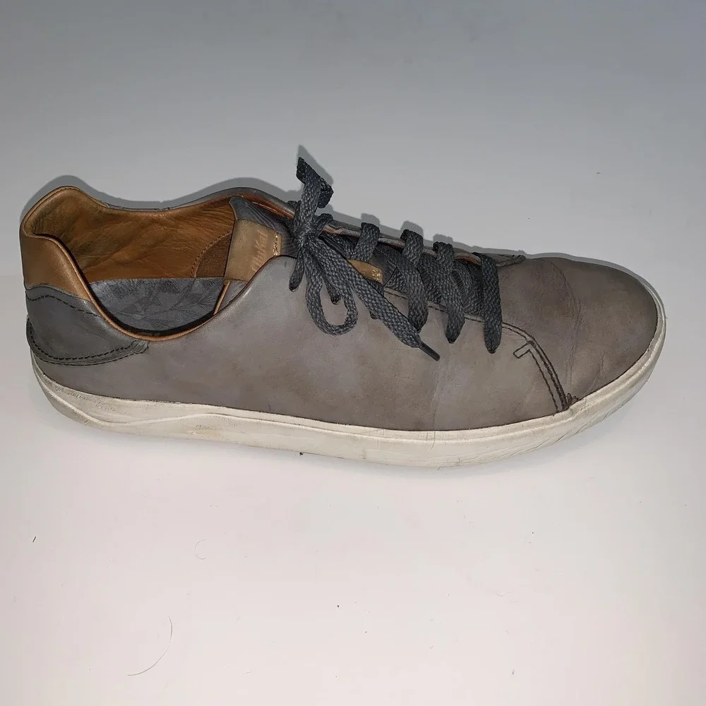 OluKai Lae'ahi Li 'Ili Shoes Mens Size 10.5 Gray Leather Lace Up Casual Sneakers