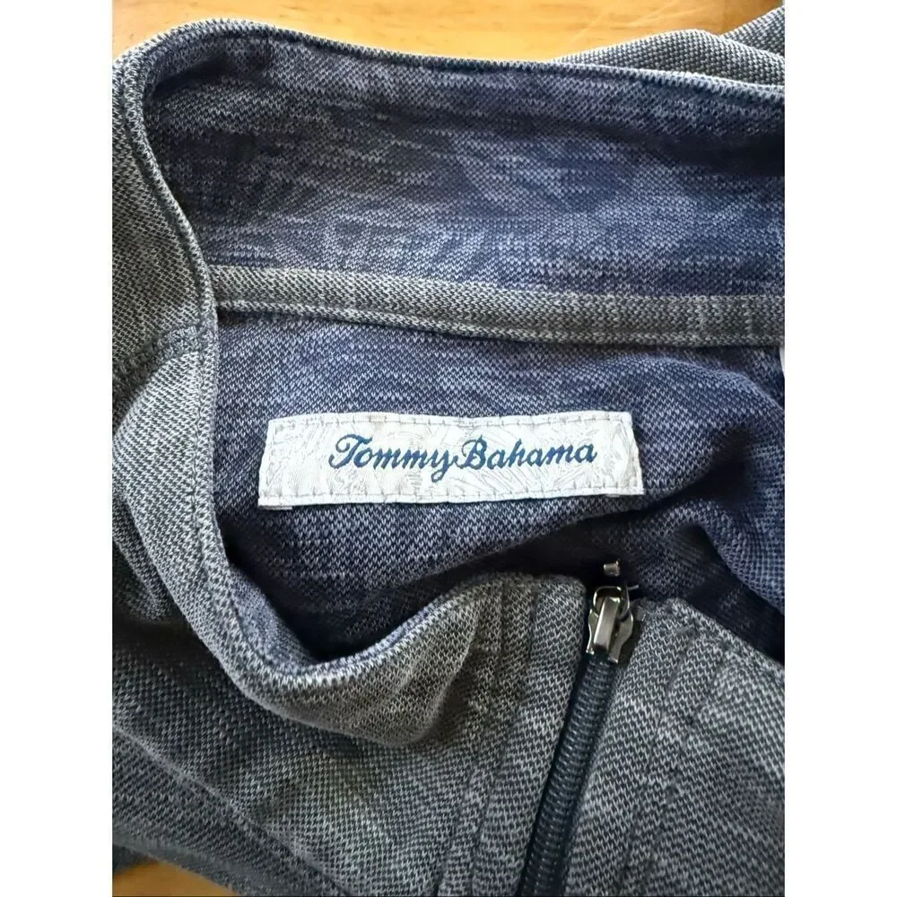 Tommy Bahama Sweater Mens  Logo Quarter Zip Lightweight Pullover SZ XL