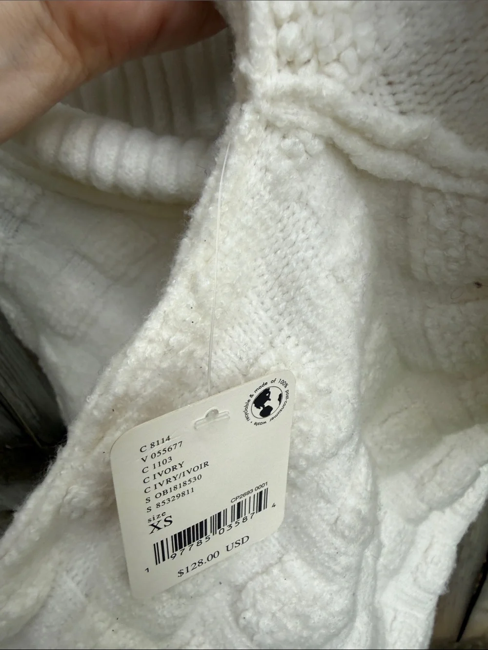 Free People NWT We The Free Care FP Soul Searcher Moc Sweater textured Ivory XS