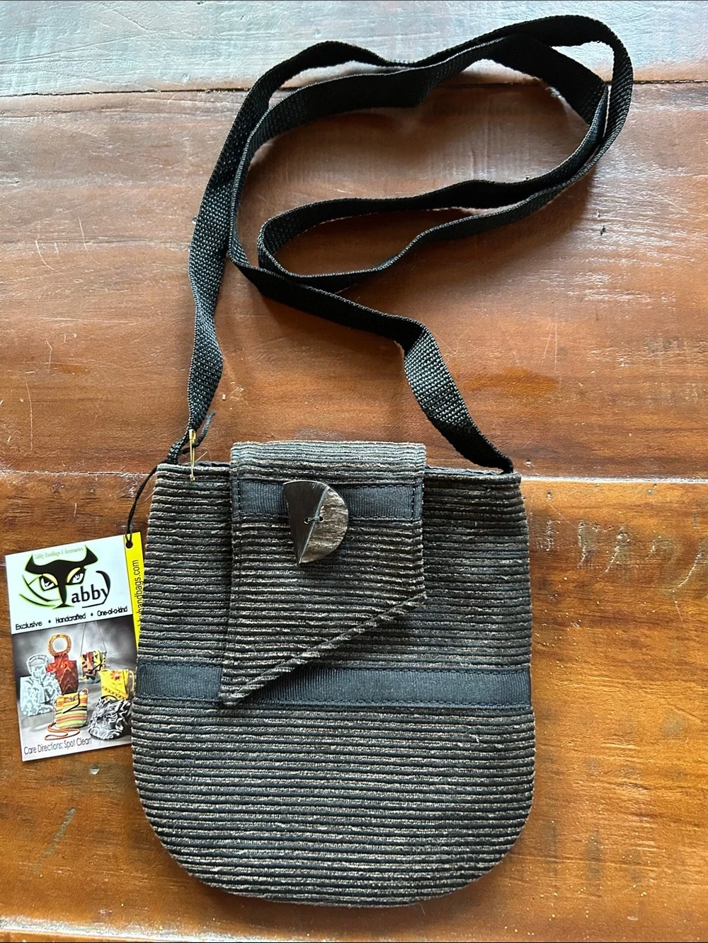 Tabby Handbags Black Textured Crossbody Bag, Small, NWT