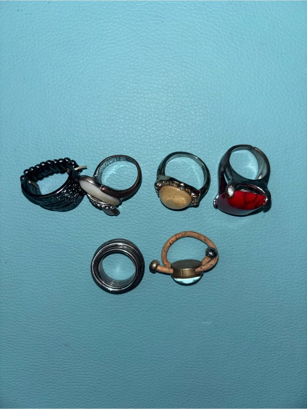 Assorted Fashion Ring Lot in Black, Red, Cream, Silver