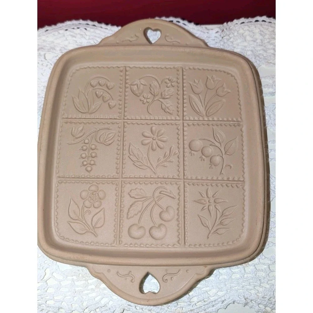 1988 Brown Bag Cookie Square Floral Shortbread Baking Mold Hearts Cottagecore