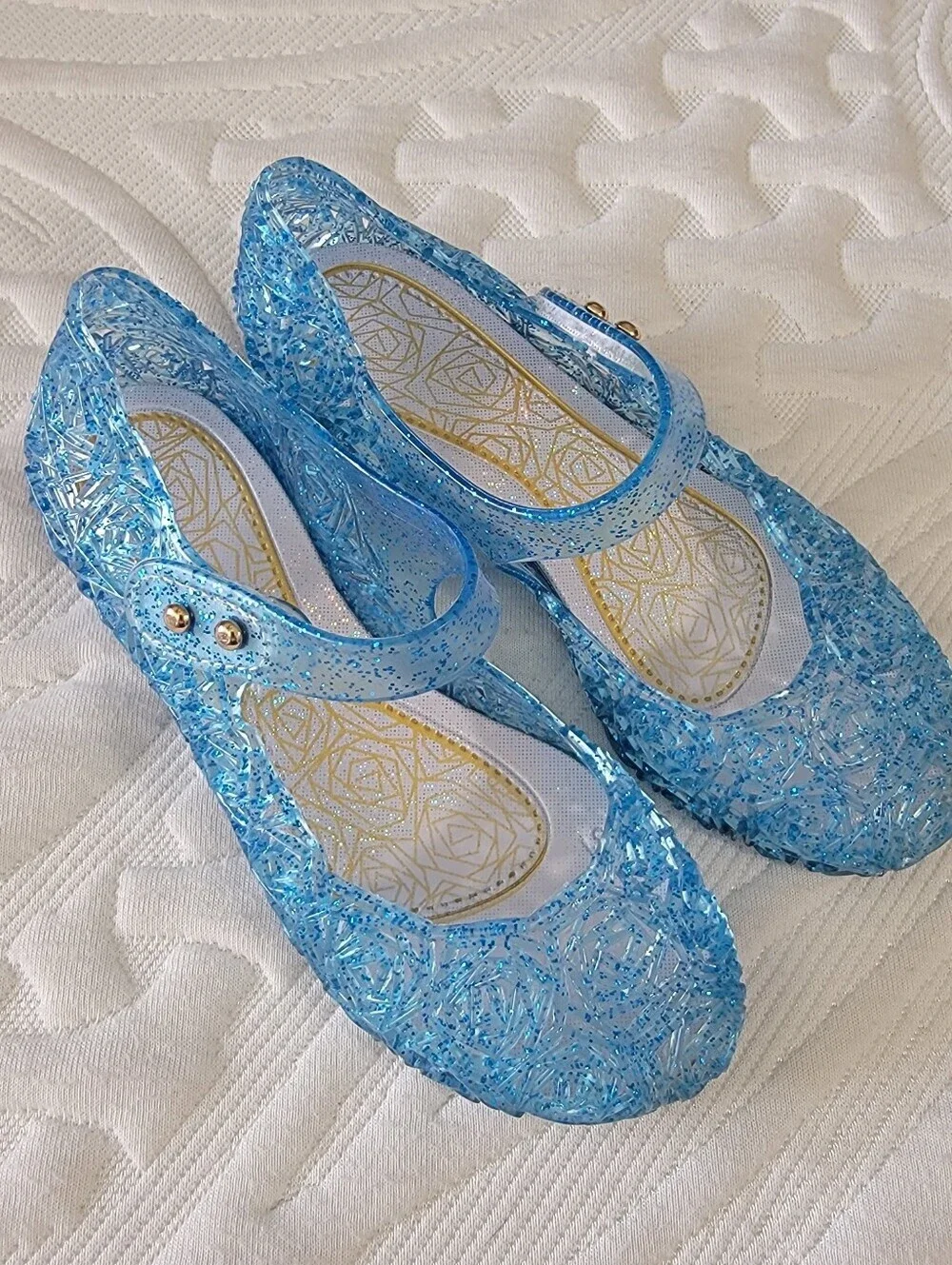 Girls Blue Jelly Mary Jane Shoes Inspired By Elsa Frozen Size 31 US 13C