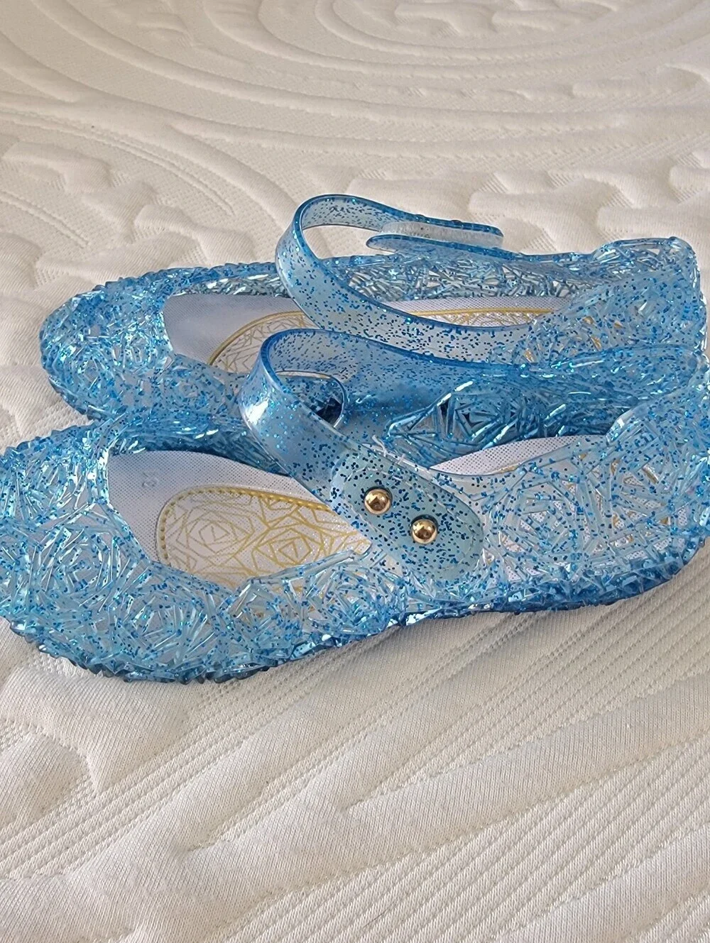 Girls Blue Jelly Mary Jane Shoes Inspired By Elsa Frozen Size 31 US 13C