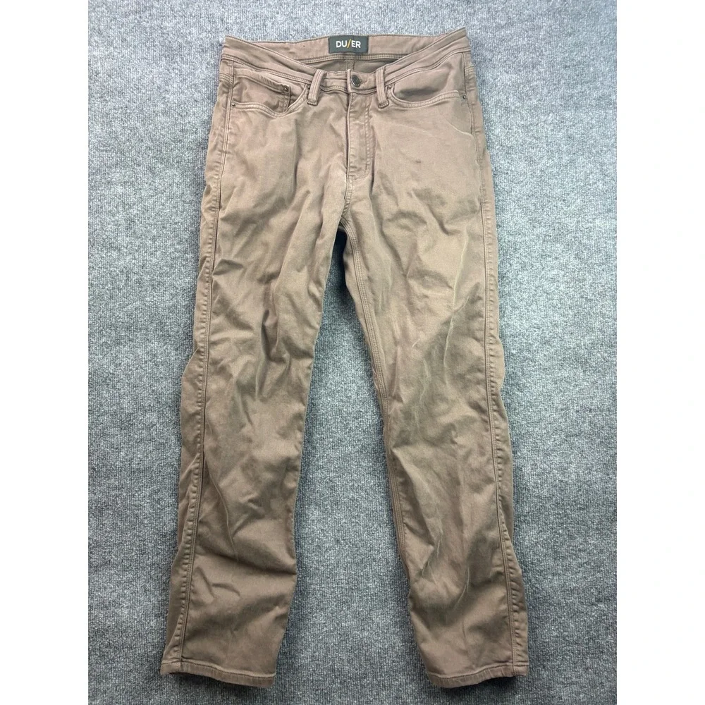 DU/ER Performance Denim Pants Mens 32 Brown Slim Straight Stretch 6641