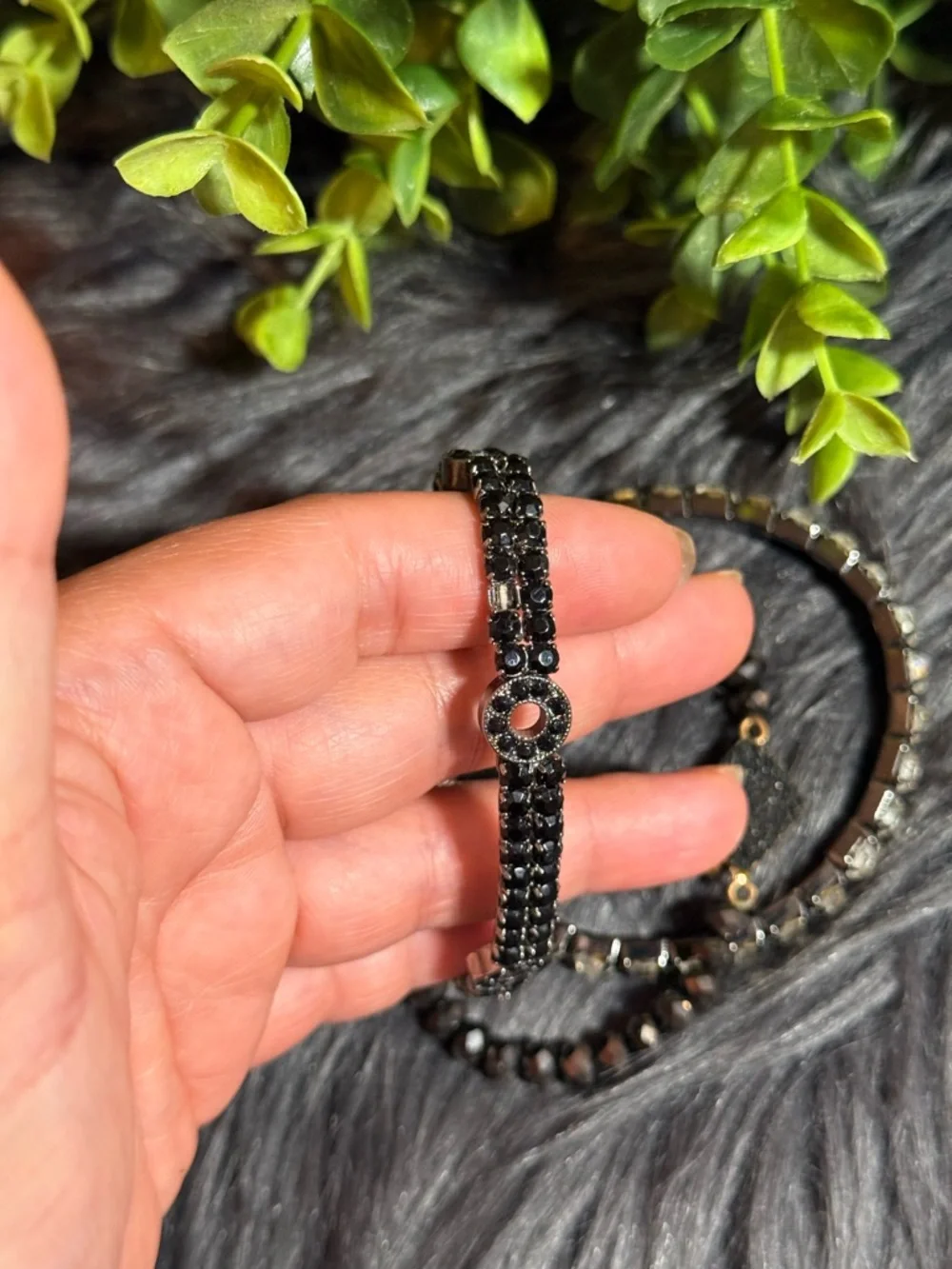 Black and Clear Crystal Stackable Bracelet Set - Women Jewelry‎ (E5)