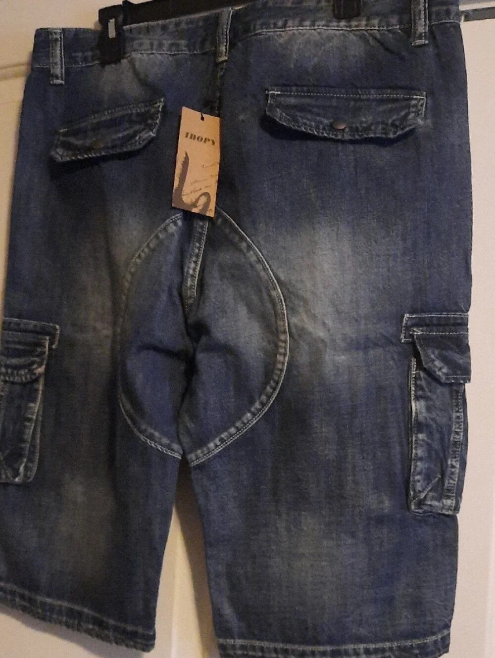 Men's Denim Cargo Shorts - Faded Blue