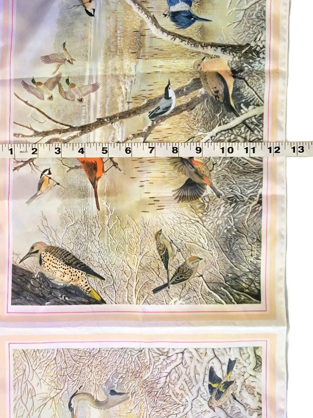 Vintage 1979 National Wildlife Federation Bird Scarf Winter Nature Print 42