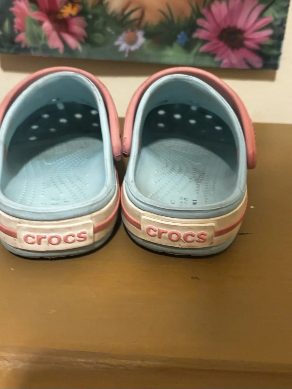 CROCS Kids Light Blue Clogs with Pink Strap