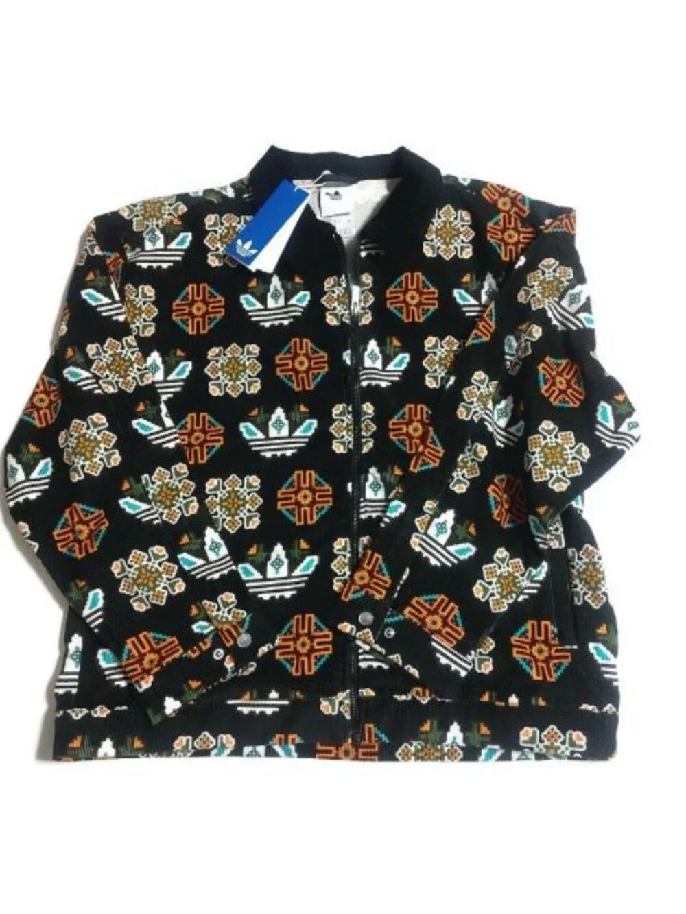 Adidas Monogram All Over Print Loose Coach Jacket Mens Size Medium Black JY2998