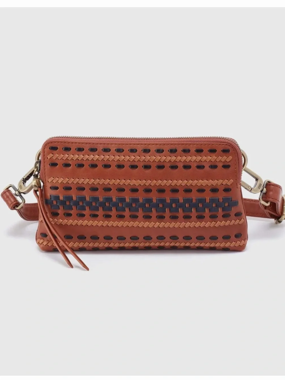 NEW HOBO Fern Slim Belt Bag Smooth Leather with Multi Stitch In Timberline