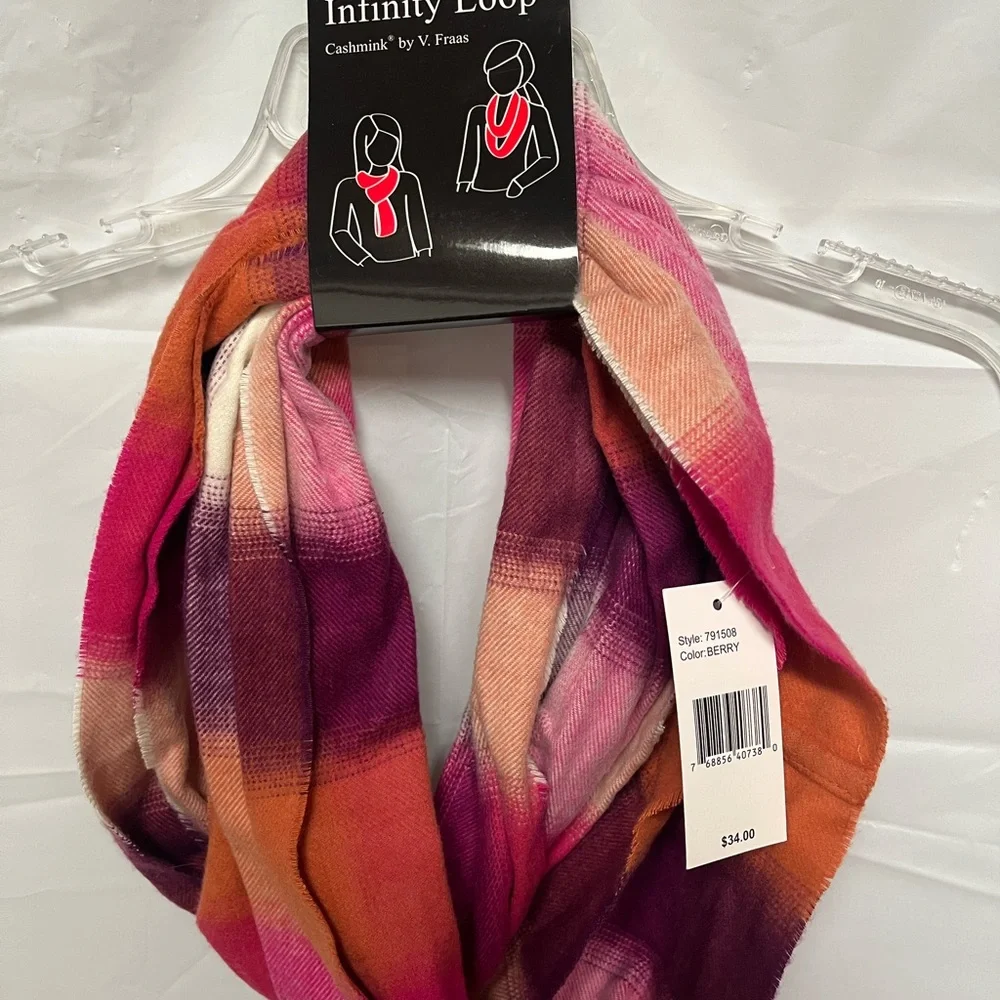 V. FRAAS cashmink Vibrant Pink and Orange Infinity Scarf