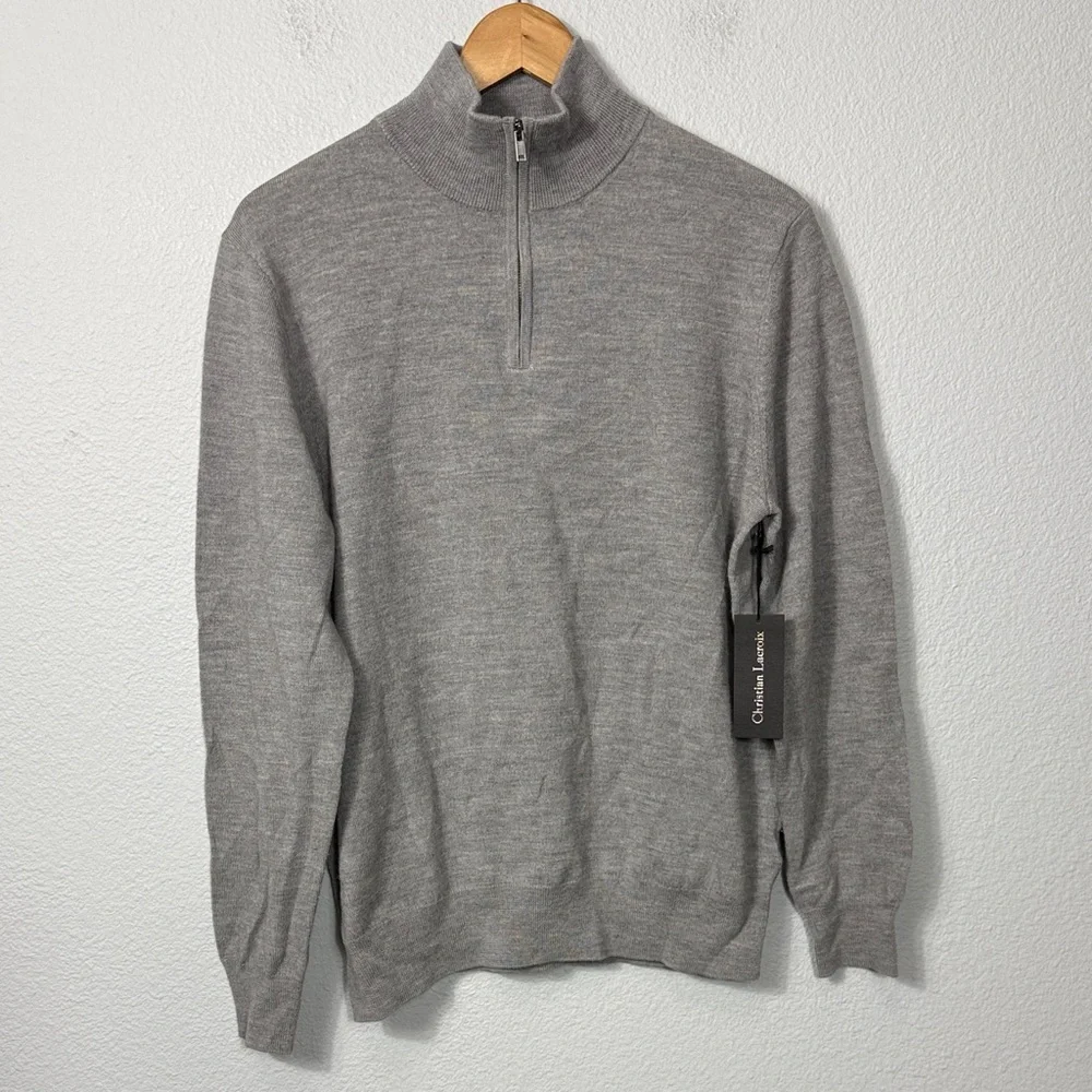NWT Christian Lacroix Mens Quarter-Zip Pullover Sweater