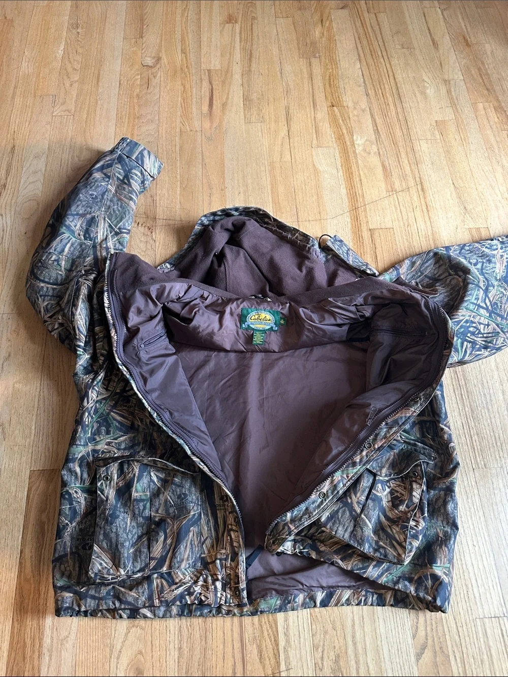 Cabela’s XL Tall Camouflage Hooded Outdoor Jacket - Brown/Green Camo