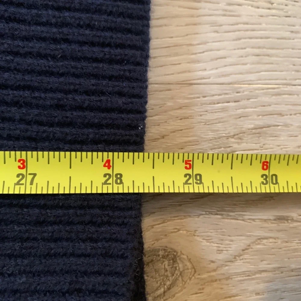 Vineyard Vines Mens L Navy Blue 100% Merino Wool Full Zip Ribbed Knit Sweater
